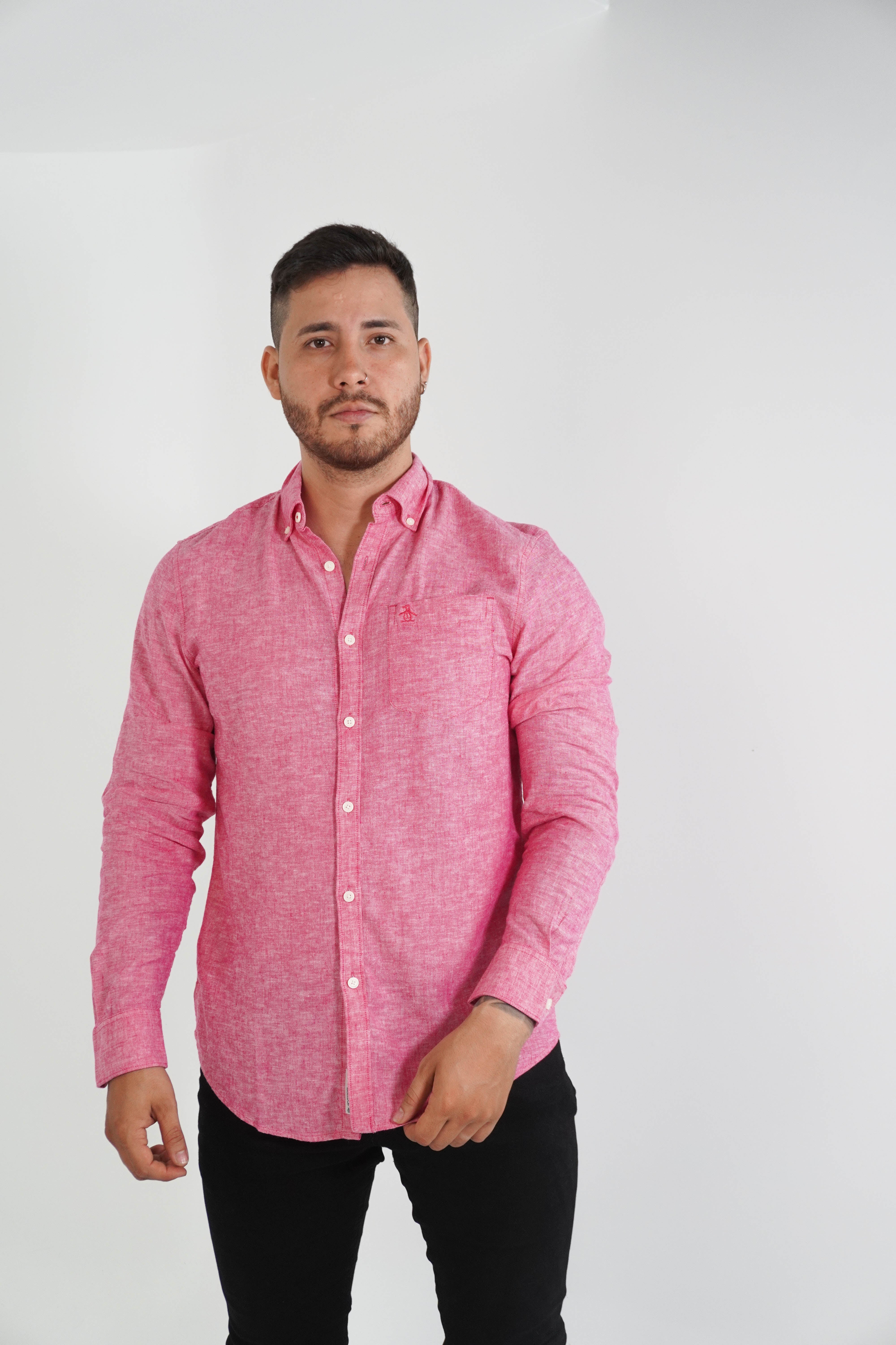 Camisa Penguin Lino Pink Camisas