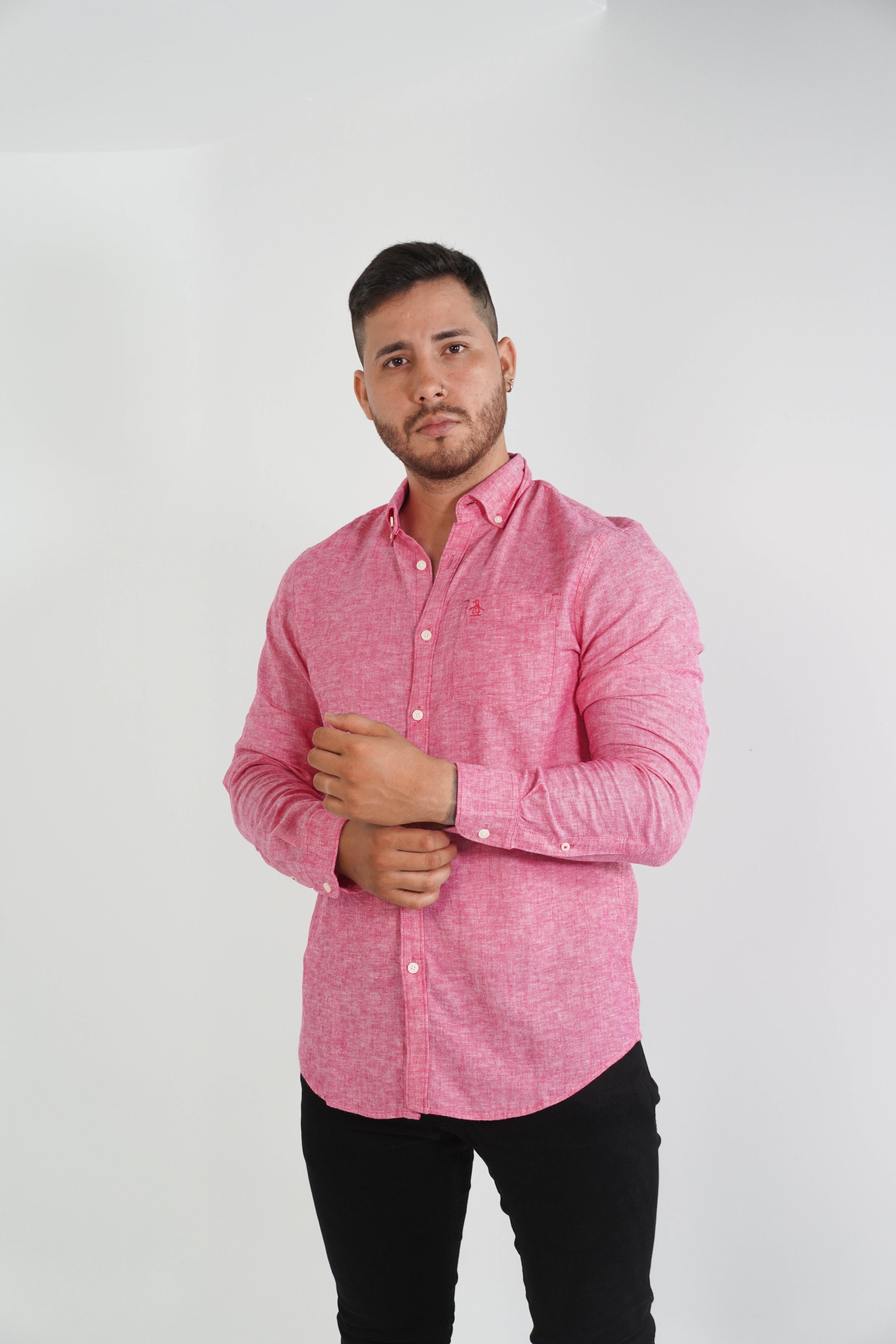 Camisa Penguin Lino Pink Camisas