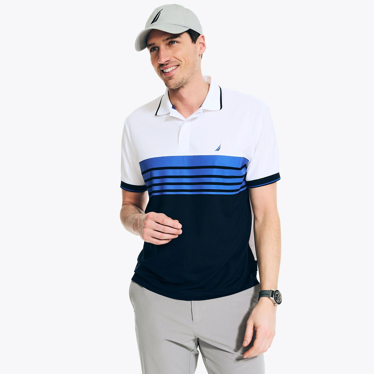 Polo Nautica Hombre Classic Fit White