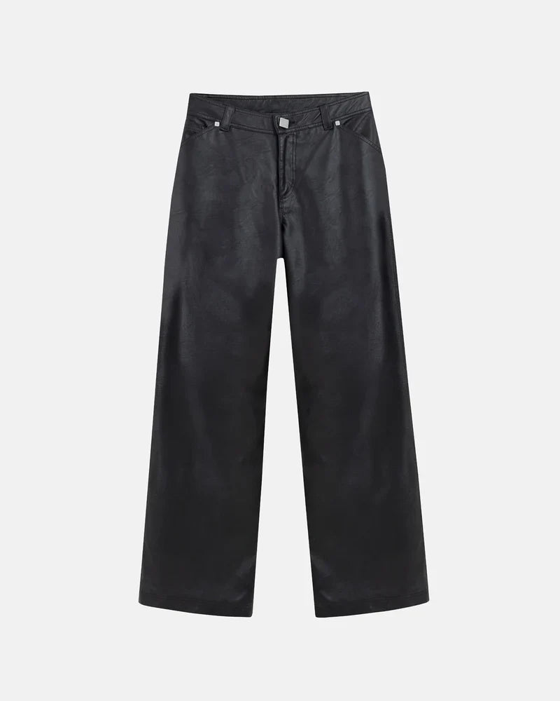 Jeans Women Undergold Capsule Pleather Wide Black Jeans