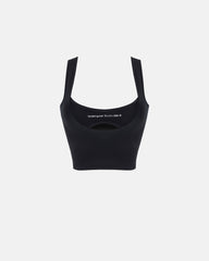 Basics Women Undergold Studio Cut Out Tank Top Black Crop Top