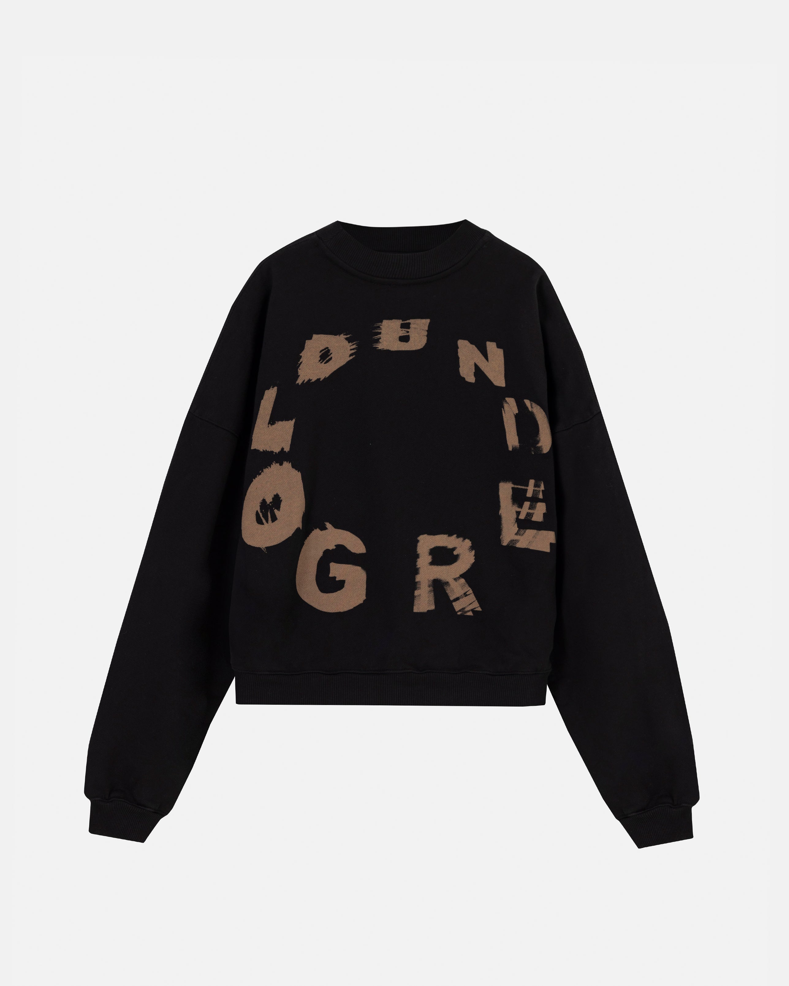 Hoodie Men Undergold Echoes Tremor Crewneck Boxy Fit Black Hoodie