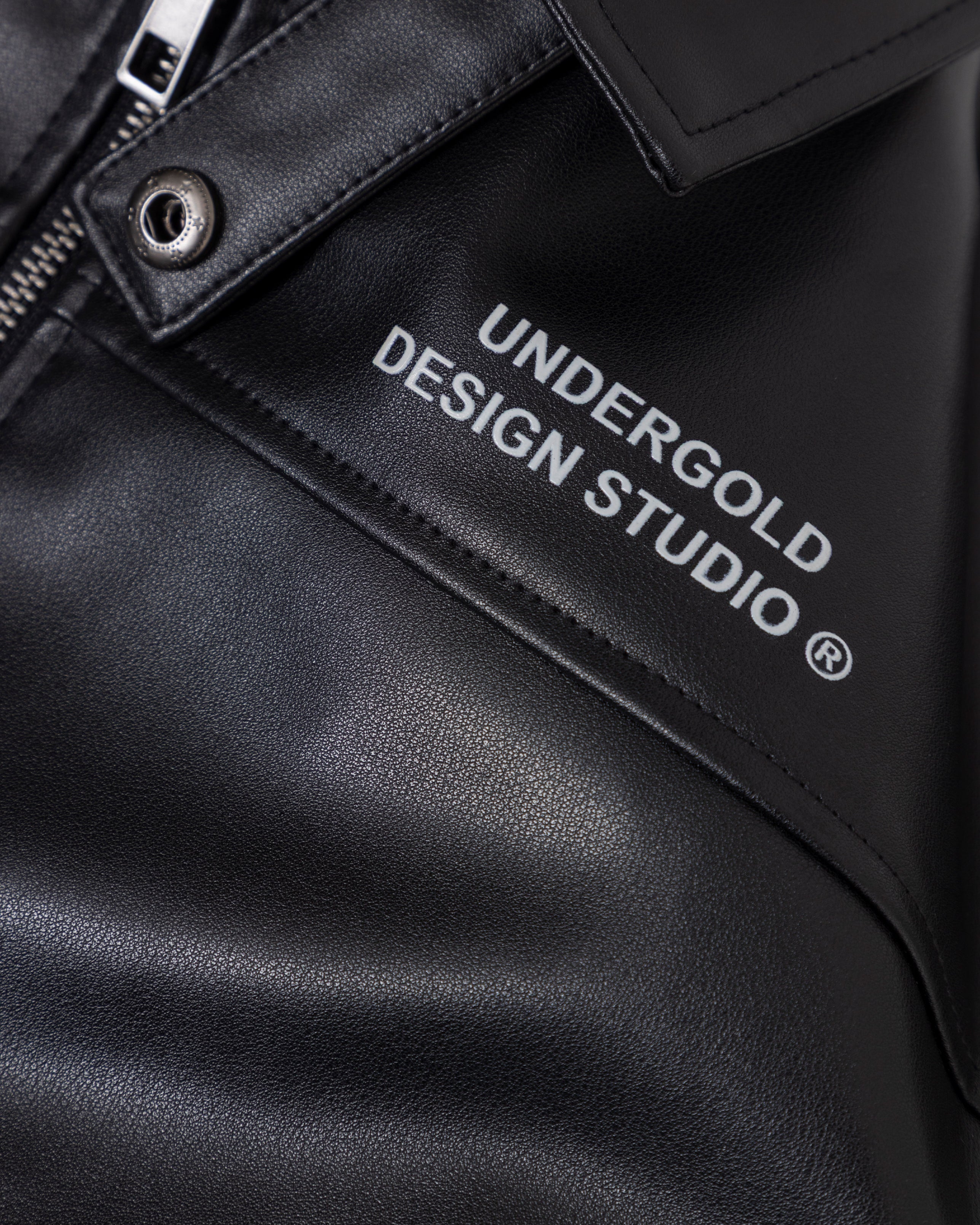 Basics Undergold Design Studio Cropped Leather Jacket Black Chaqueta