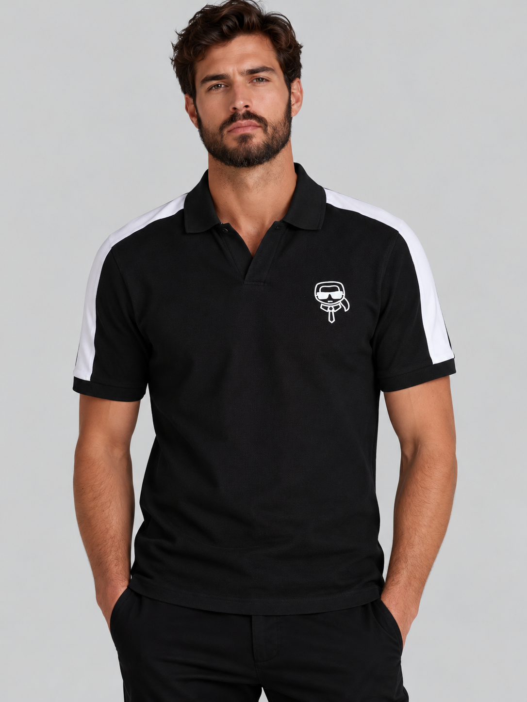 Polo Negro Hombre Karl Lagerfeld