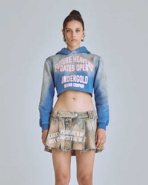 Hoodie Women Undergold Agnus Dei Future Heavens Storm Blue Hoodie Cropped
