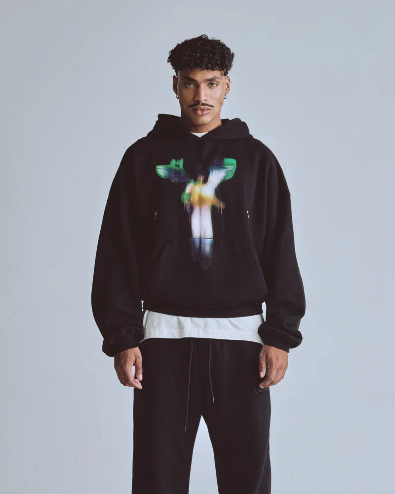 Hoodie Men Undergold Capsule Angel Boxy Fit Black Hoodie