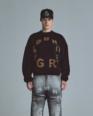 Hoodie Men Undergold Echoes Tremor Crewneck Boxy Fit Black Hoodie