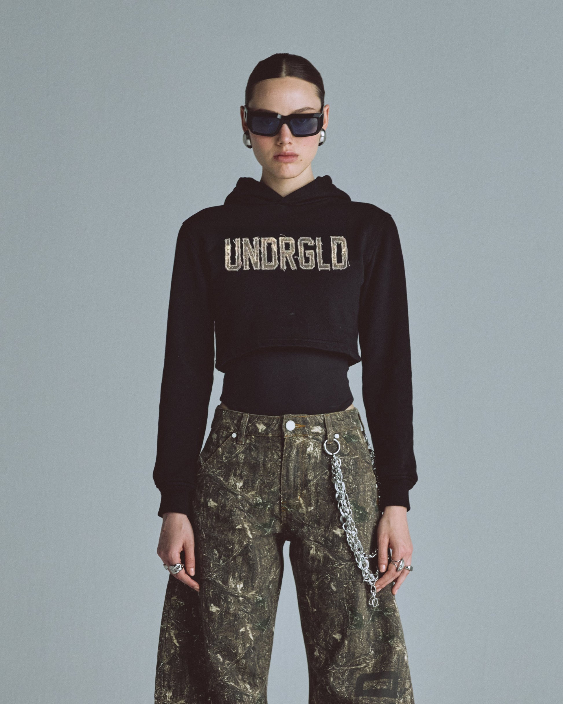 Hoodie Undergold Echoes Cammo Slim Fit Black Hoodie