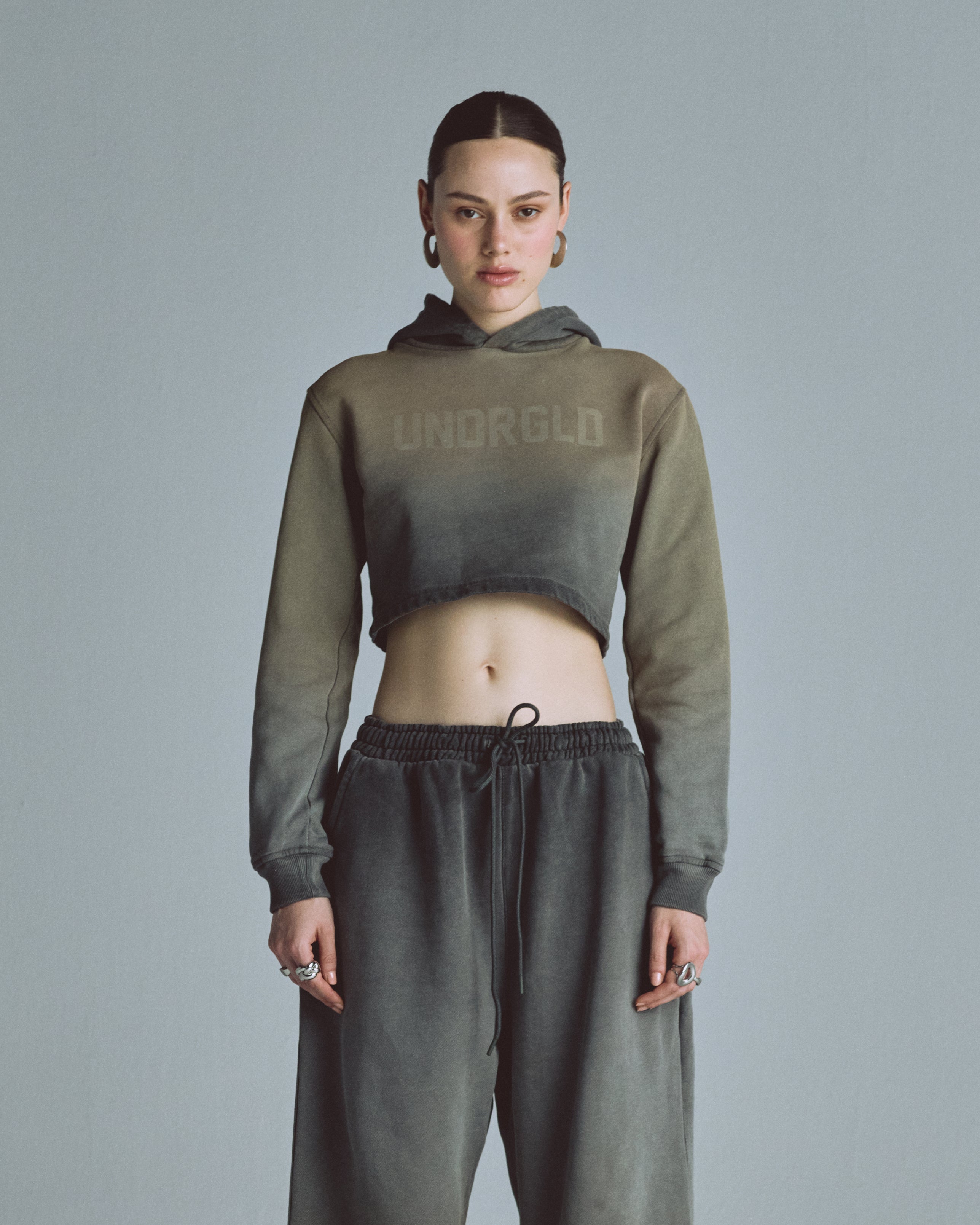 Hoodie Undergold Echoes Slim Fit Faded Olive Hoodie