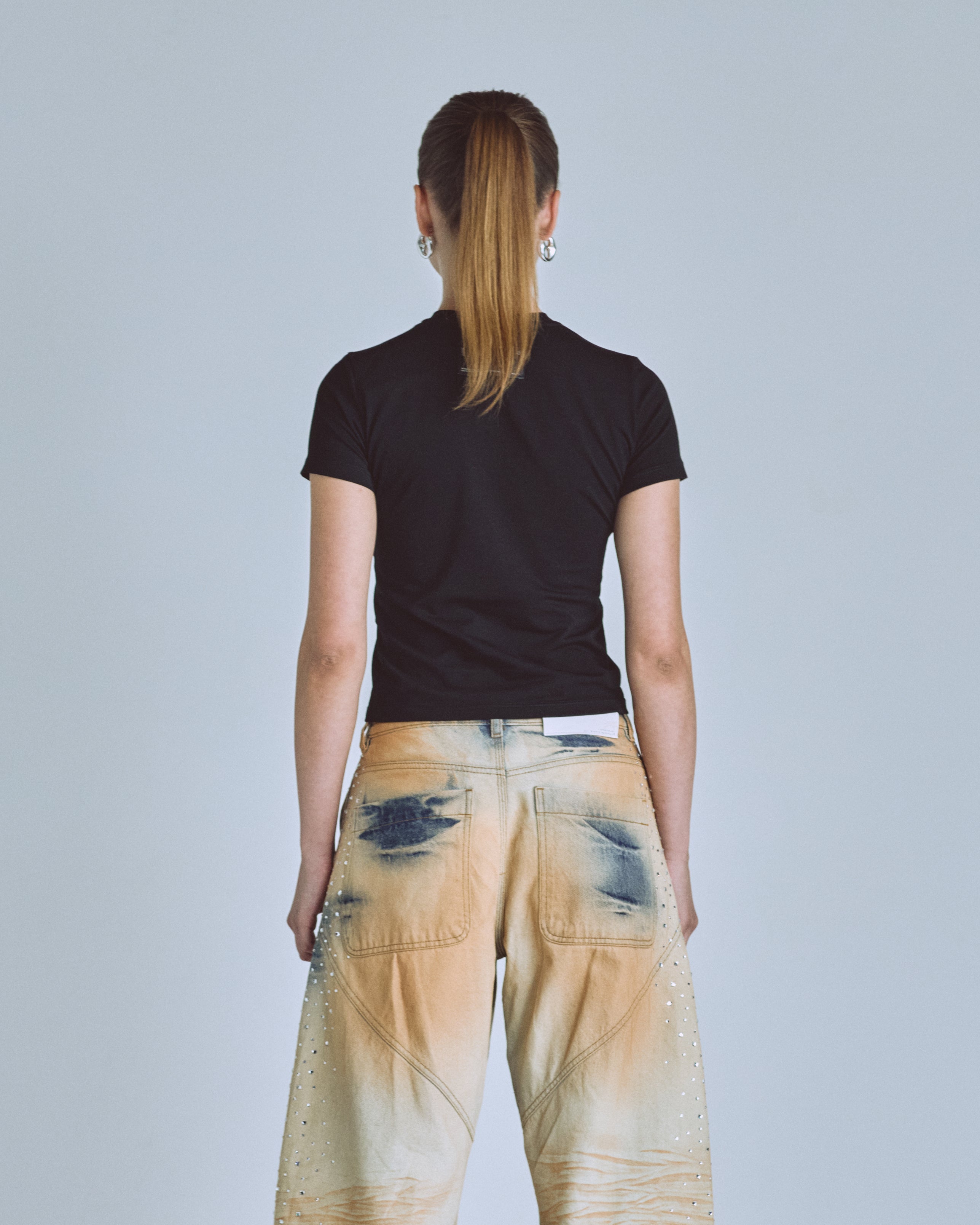 Basics Women Undergold Long Baby Tee Black Crop Top