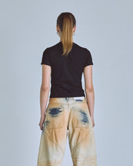 Basics Women Undergold Long Baby Tee Black Crop Top