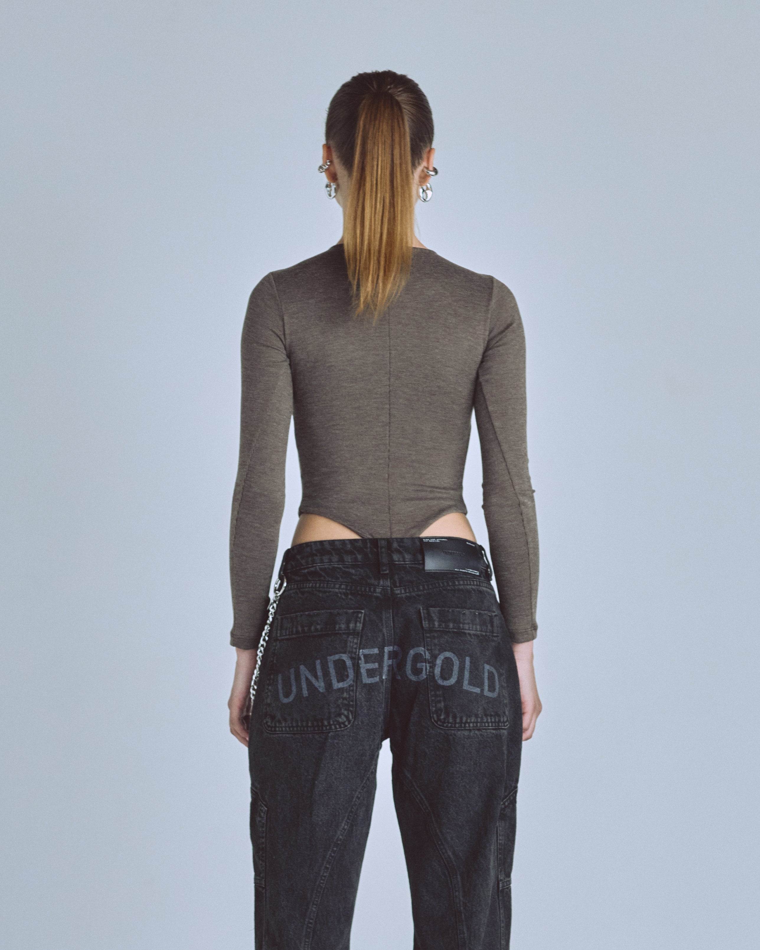 Bodysuit Women Undergold Basics Oval Braided Brown Body