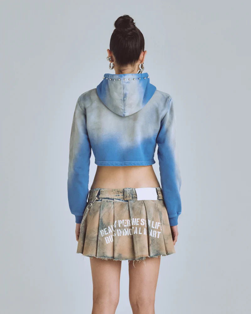 Hoodie Women Undergold Agnus Dei Future Heavens Storm Blue Hoodie Cropped