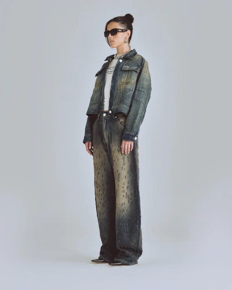 Jacket Women Undergold Agnus Ripped Dirty Blue Caqueta