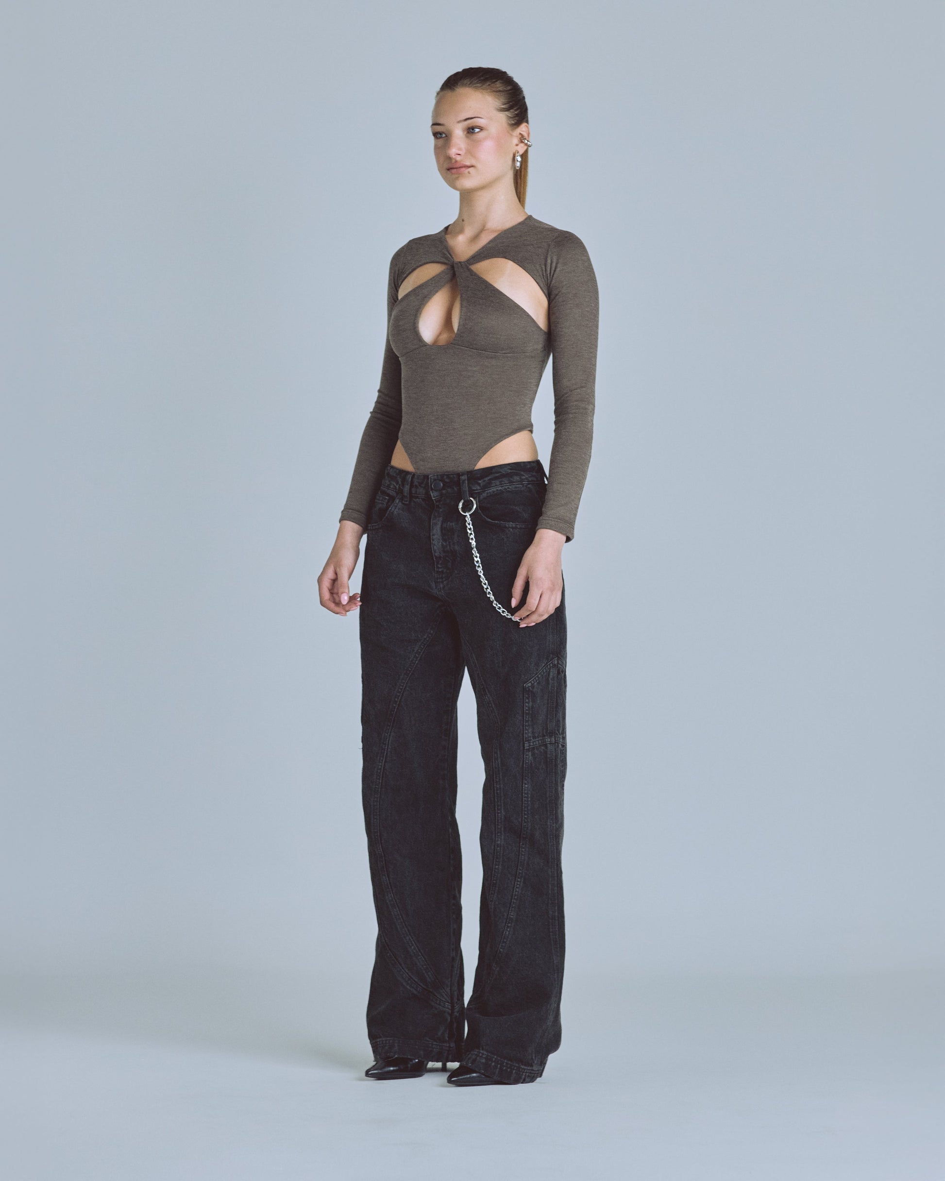 Bodysuit Women Undergold Basics Oval Braided Brown Body