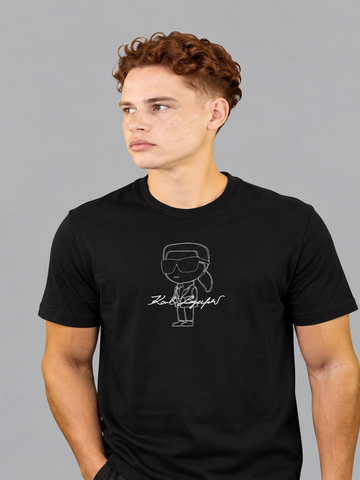 Camiseta Negra Hombre Karl Lagerfeld KARL CON LINEAS Y LETRA BLANCA