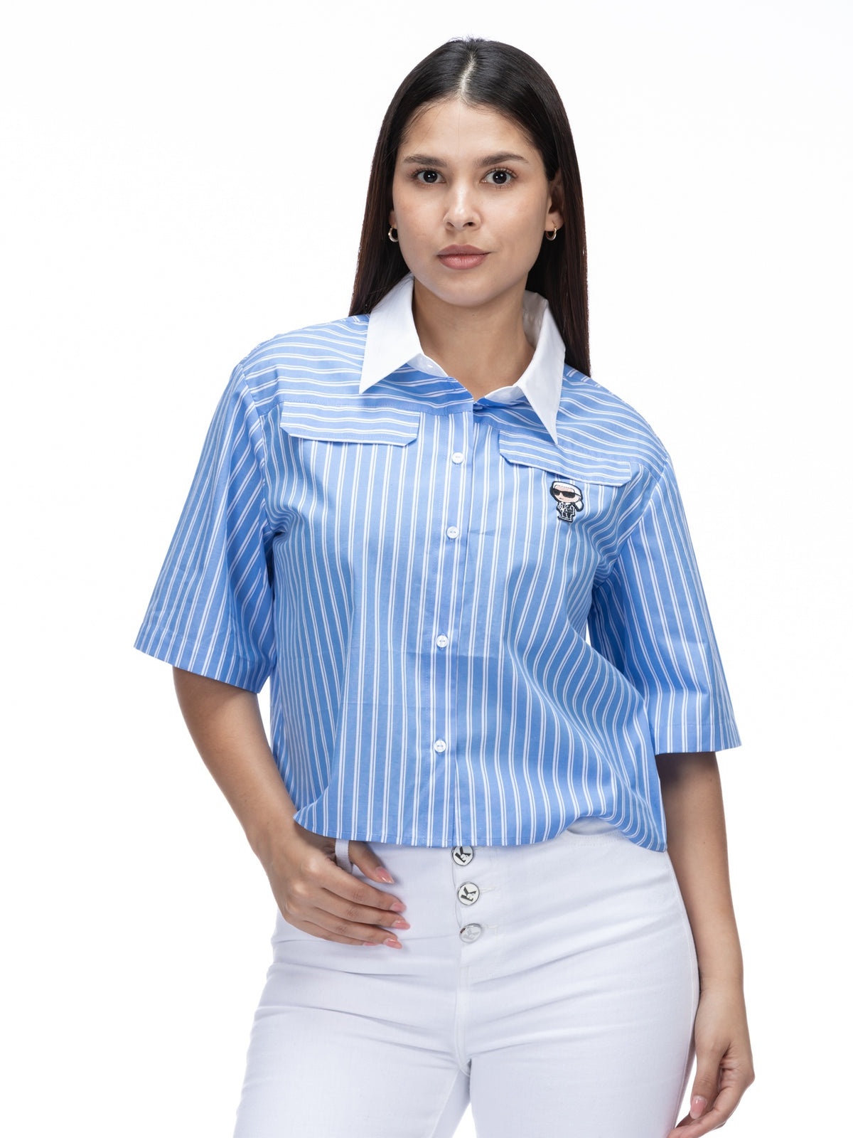 Camisa Manga Corta Celeste Mujer Karl Lagerfeld