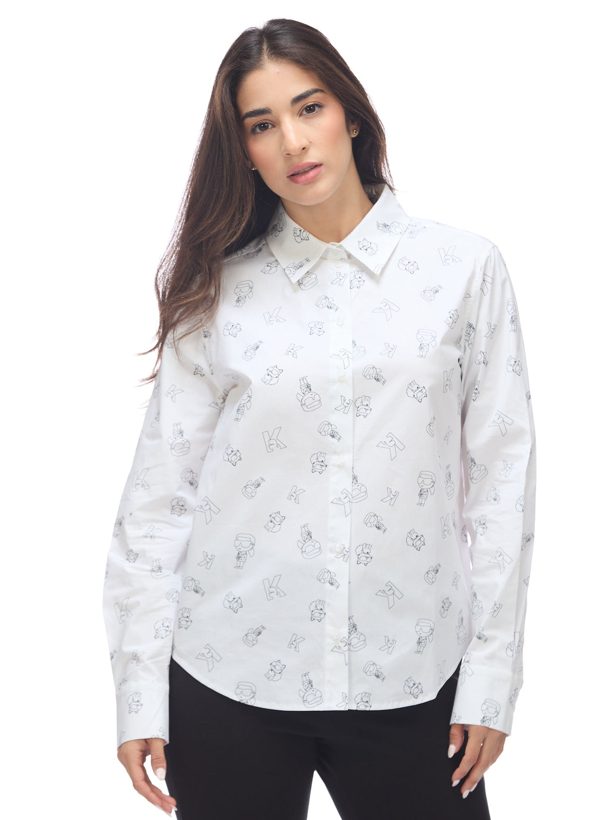 Camisa Mnaga Larga Blanca Mujer Karl Lagerfeld
