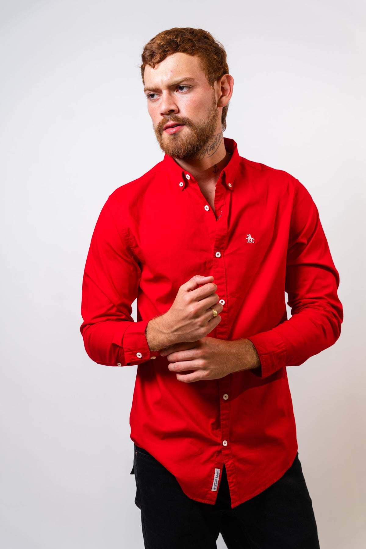 Camisa Roja Hombre Manga Larga Penguin