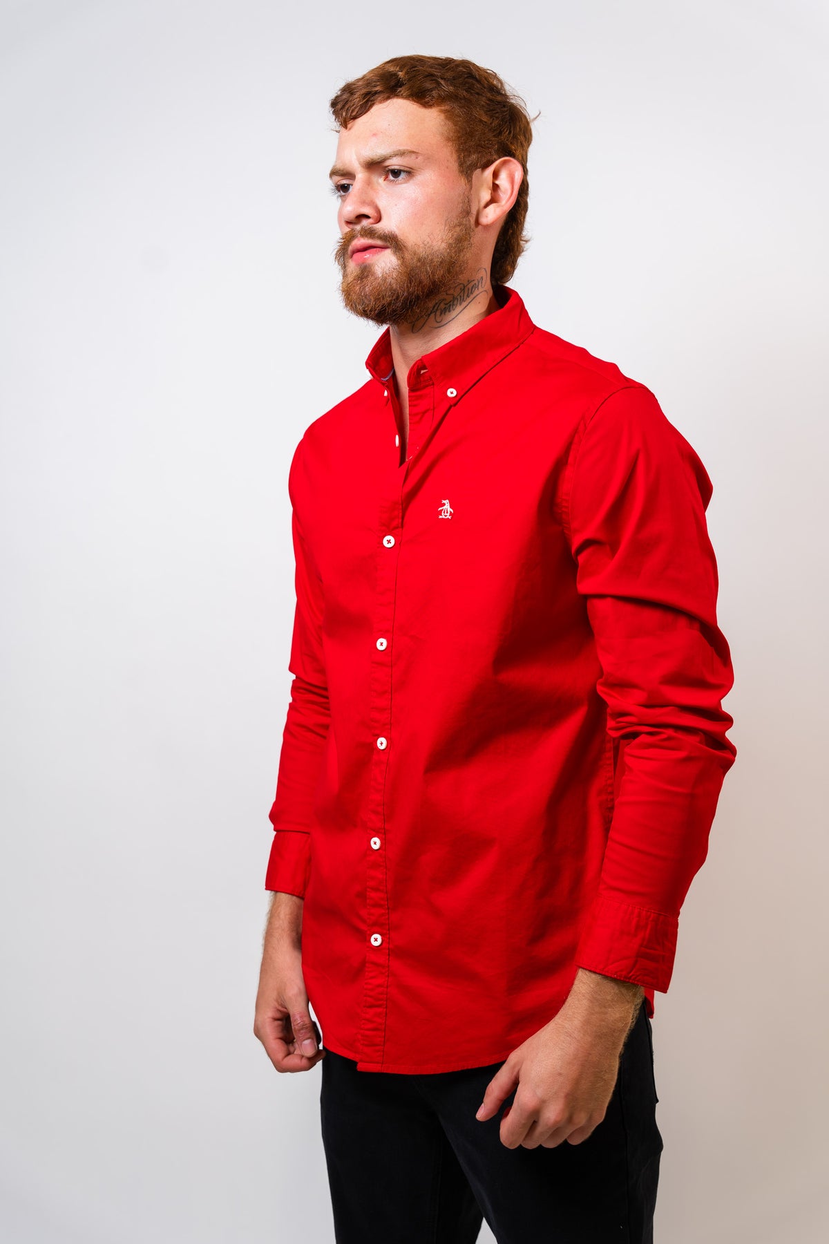 Camisa Roja Hombre Manga Larga Penguin