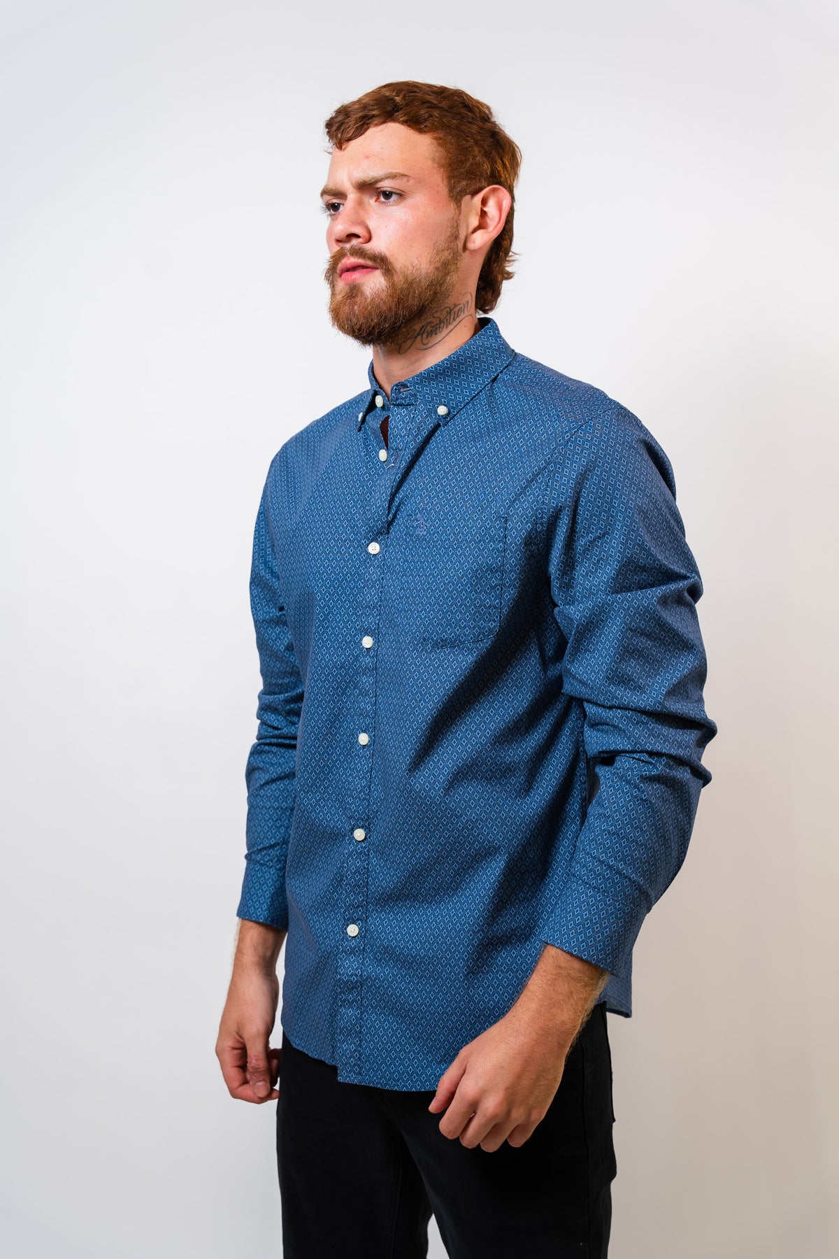Camisa Azul Hombre Manga Larga Penguin