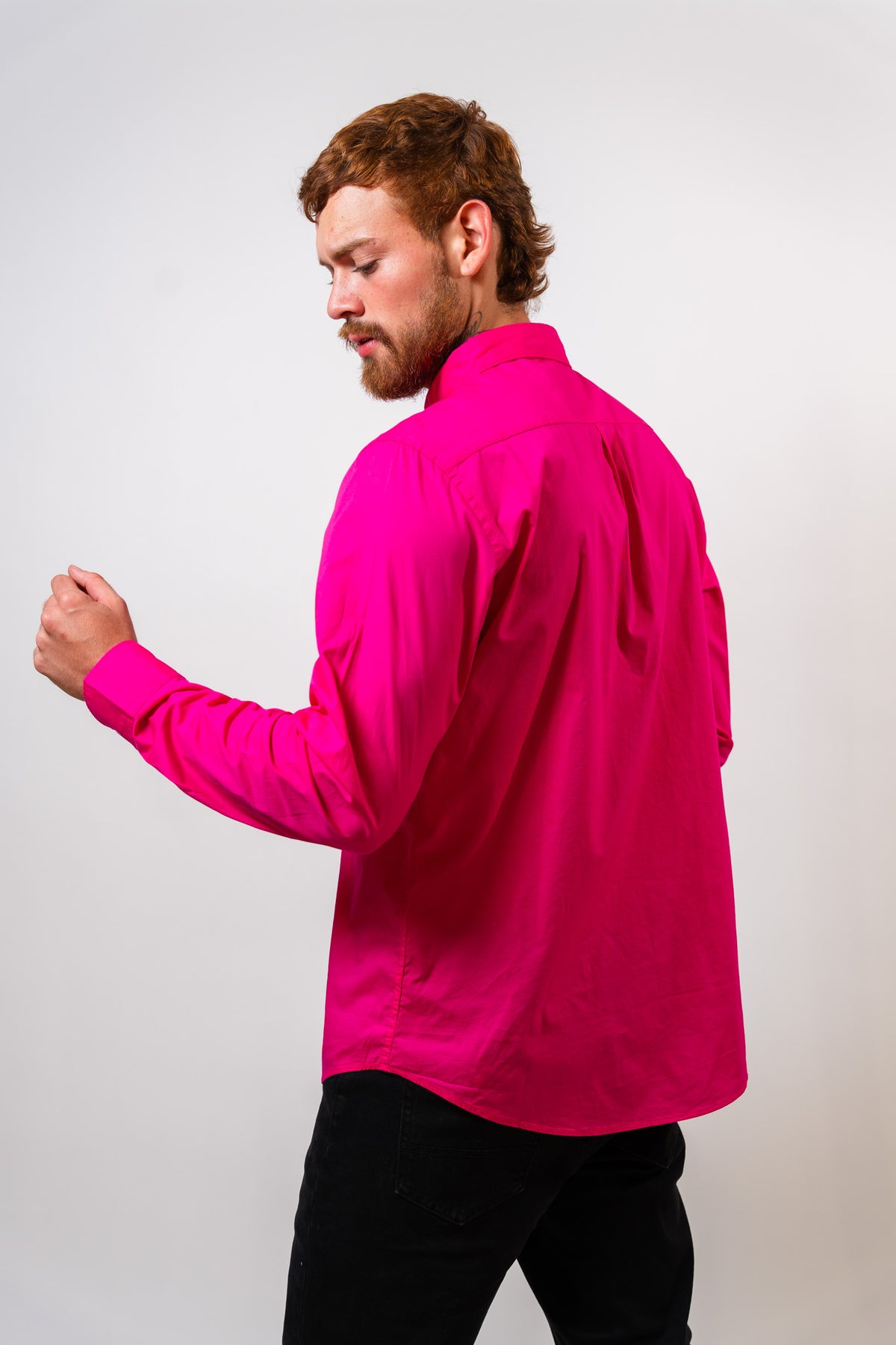 Camisa Fucsia Hombre Manga Larga Penguin