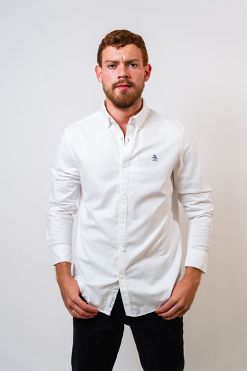 Camisa Blanca Hombre Manga Larga Penguin
