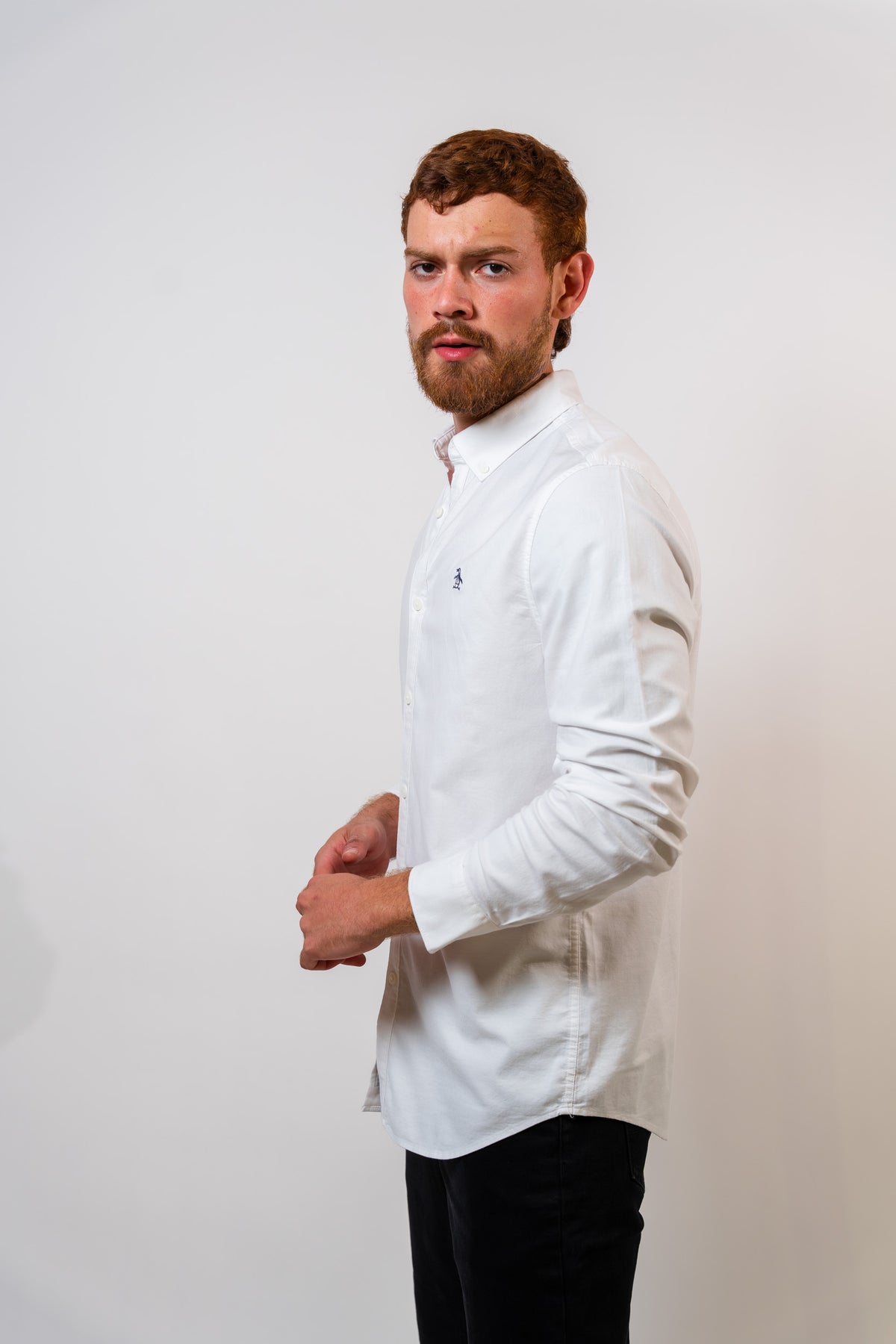 Camisa Blanca Hombre Manga Larga Penguin