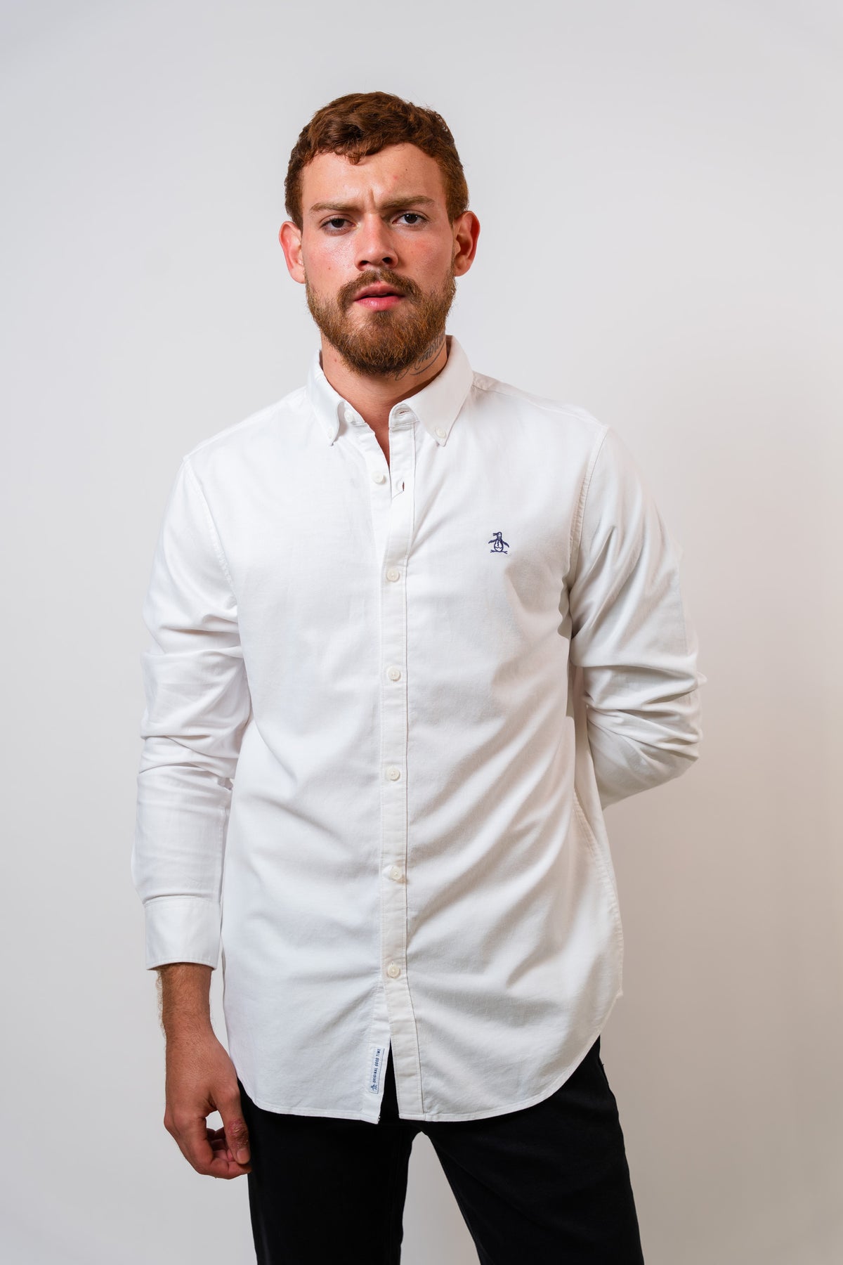 Camisa Blanca Hombre Manga Larga Penguin