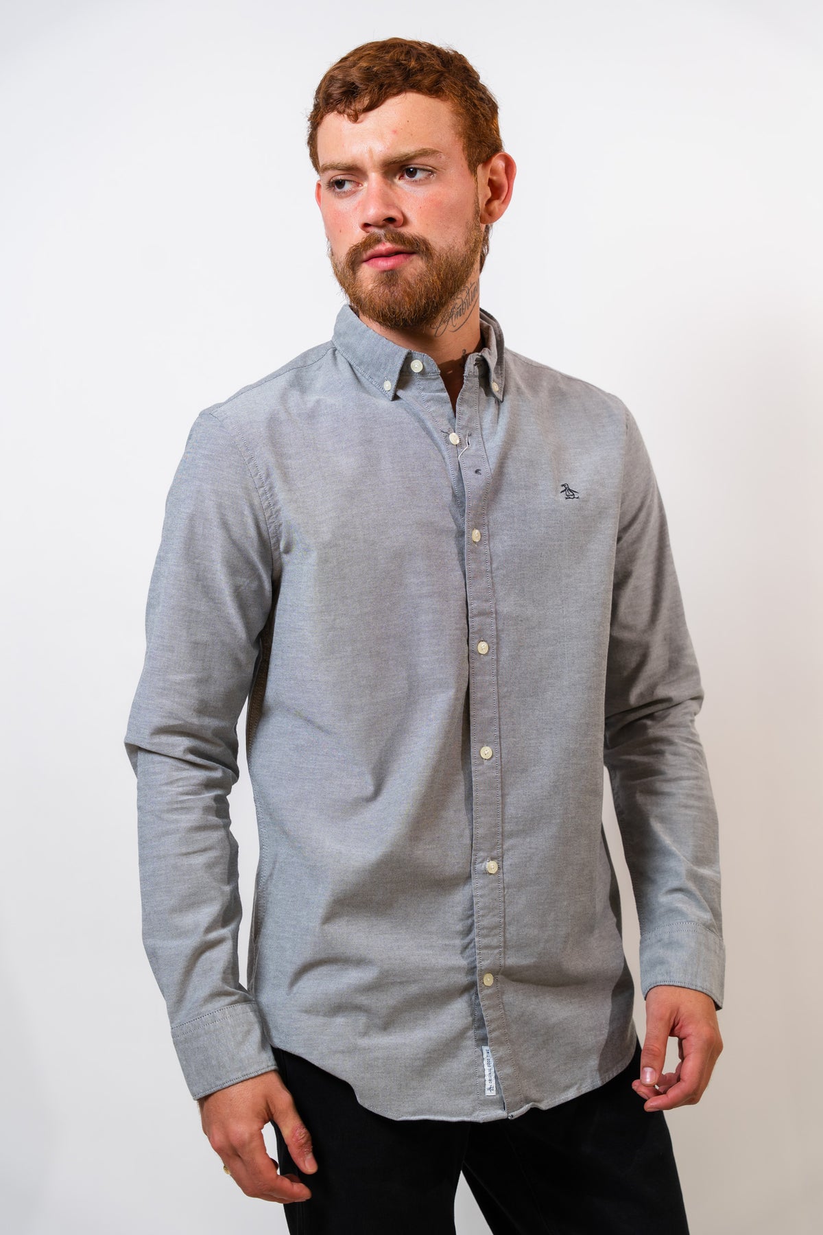 Camisa Gris Hombre Manga Larga Penguin