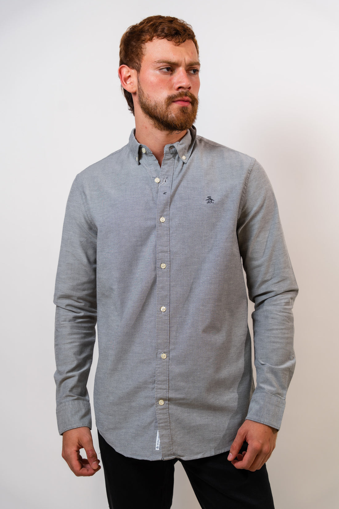 Camisa Gris Hombre Manga Larga Penguin