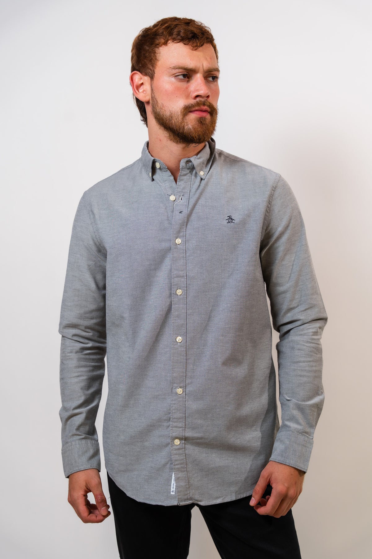Camisa Gris Hombre Manga Larga Penguin