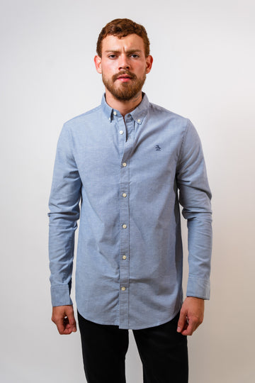 Camisa Azul Hombre Manga Larga Penguin