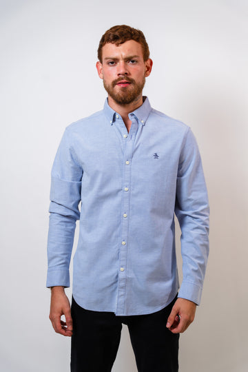 Camisa Azul Hombre Manga Larga Penguin