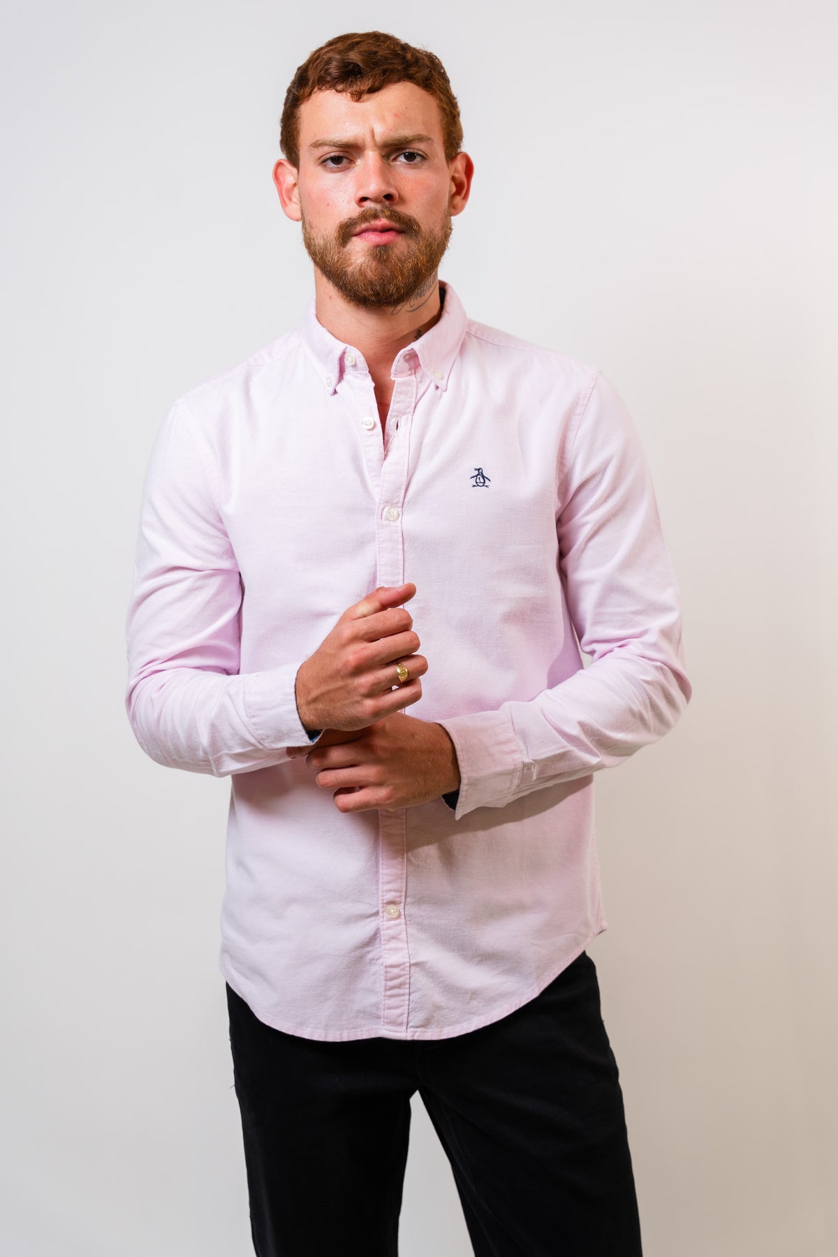 Camisa Rosada Hombre Manga Larga Penguin