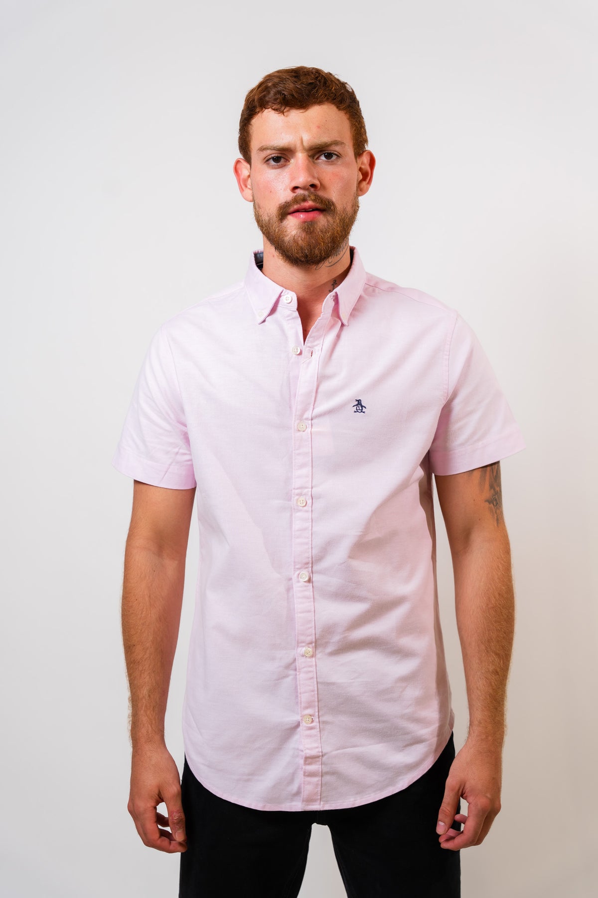 Camisa Rosada Hombre Manga Corta Penguin