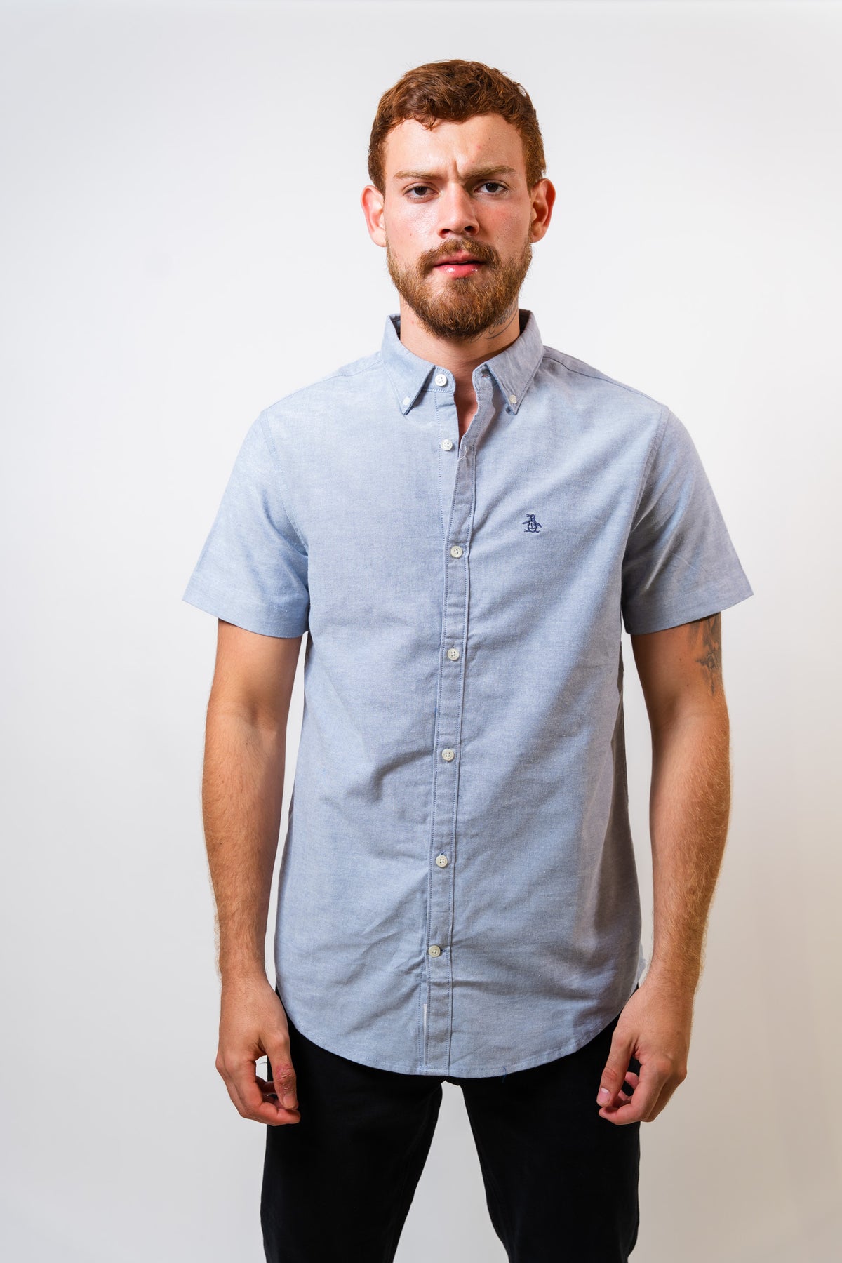 Camisa Gris Hombre Manga Corta Penguin