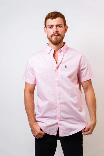 Camisa Rosada Hombre Manga Corta Penguin