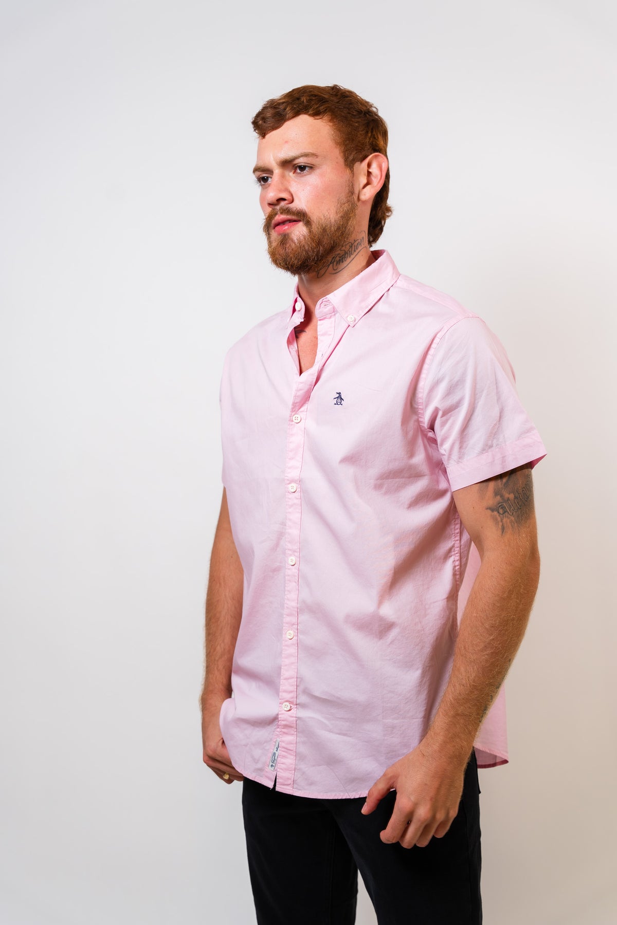Camisa Rosada Hombre Manga Corta Penguin
