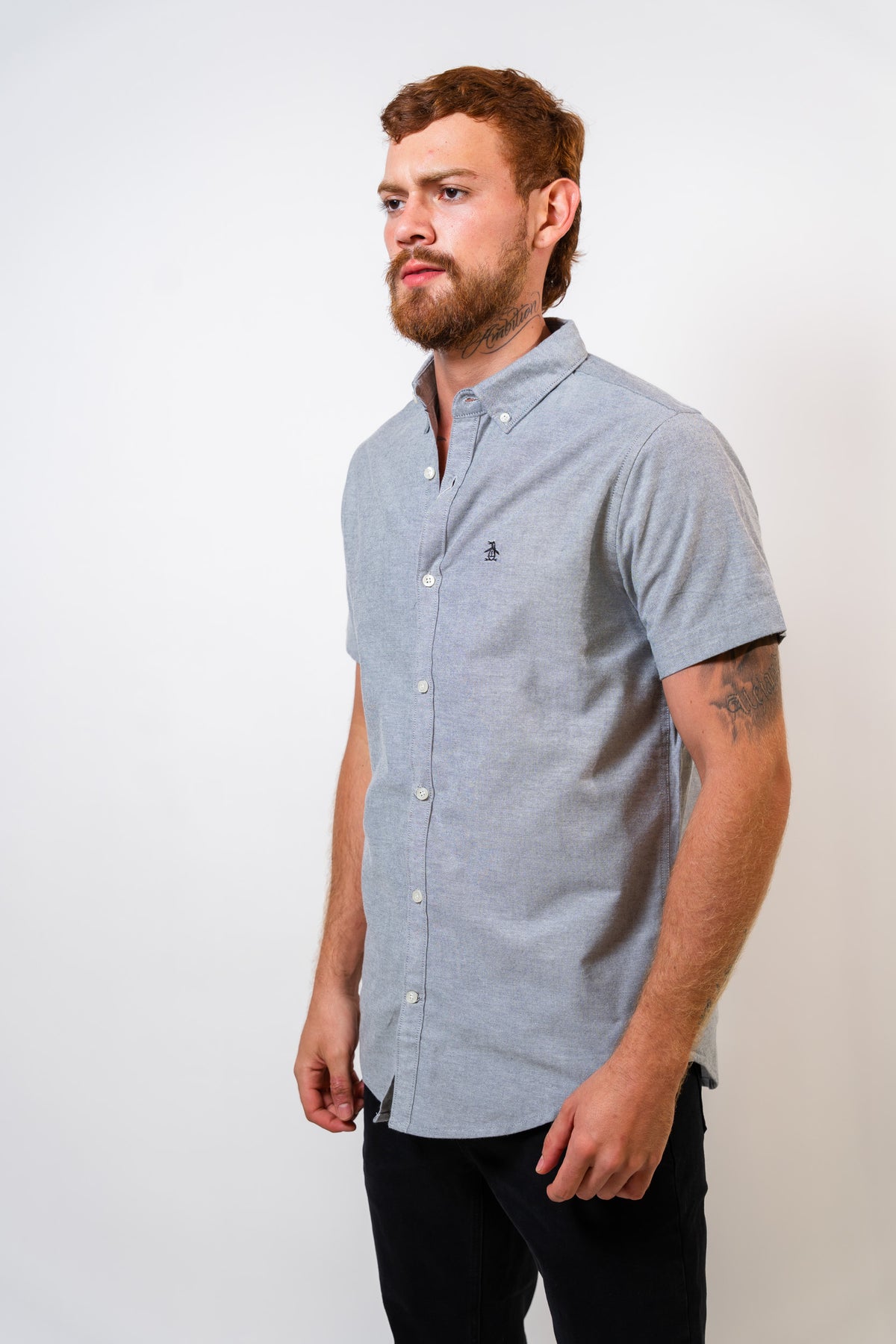 Camisa Gris Hombre Manga Corta Penguin