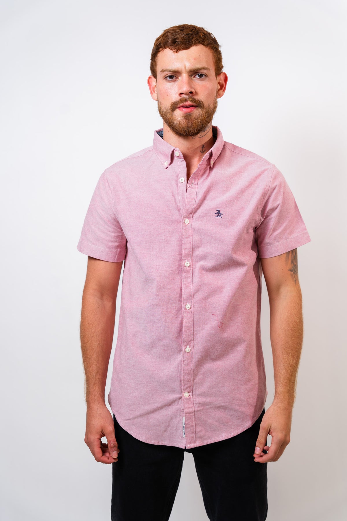Camisa Rojo Hombre Manga Corta Penguin