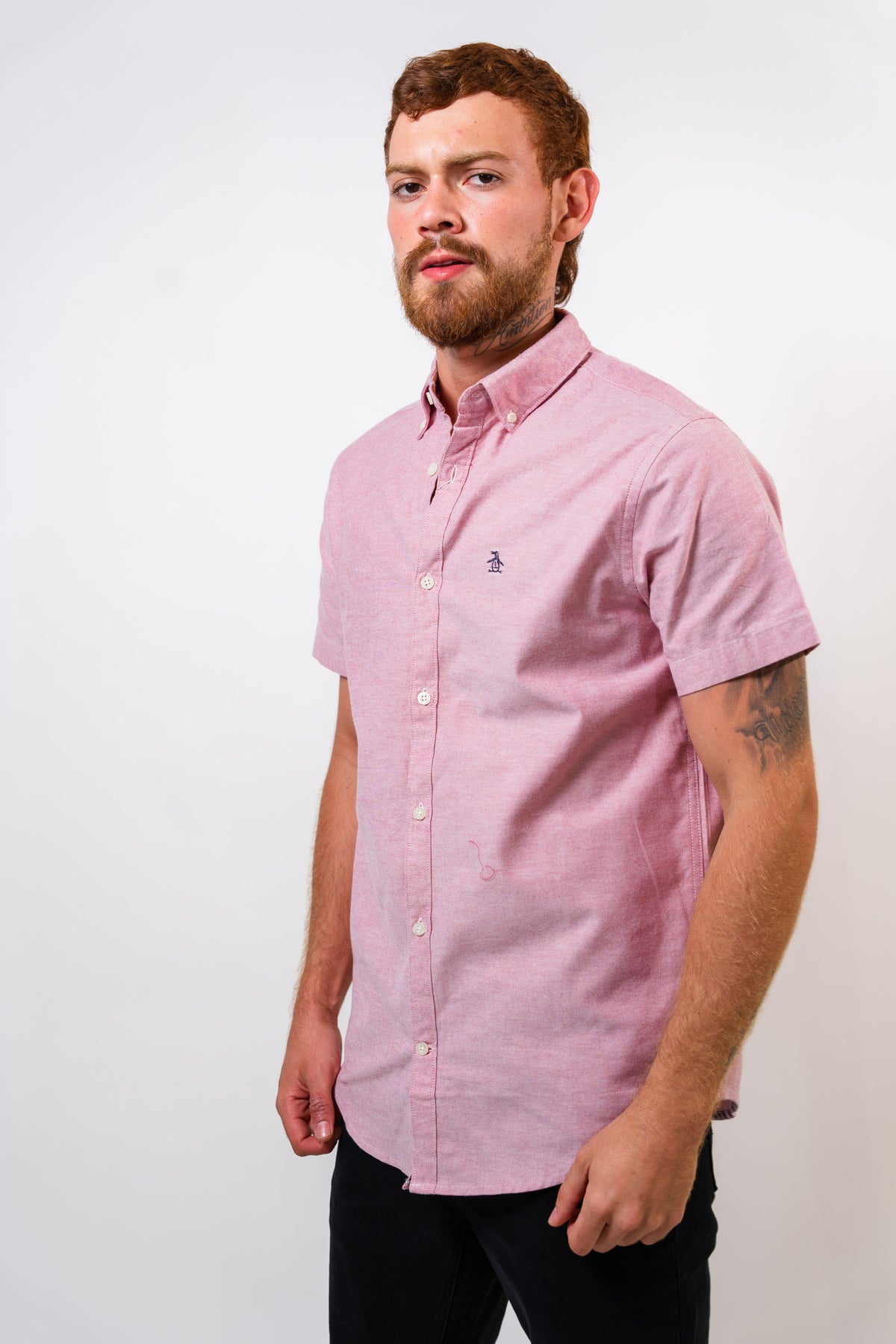 Camisa Rojo Hombre Manga Corta Penguin
