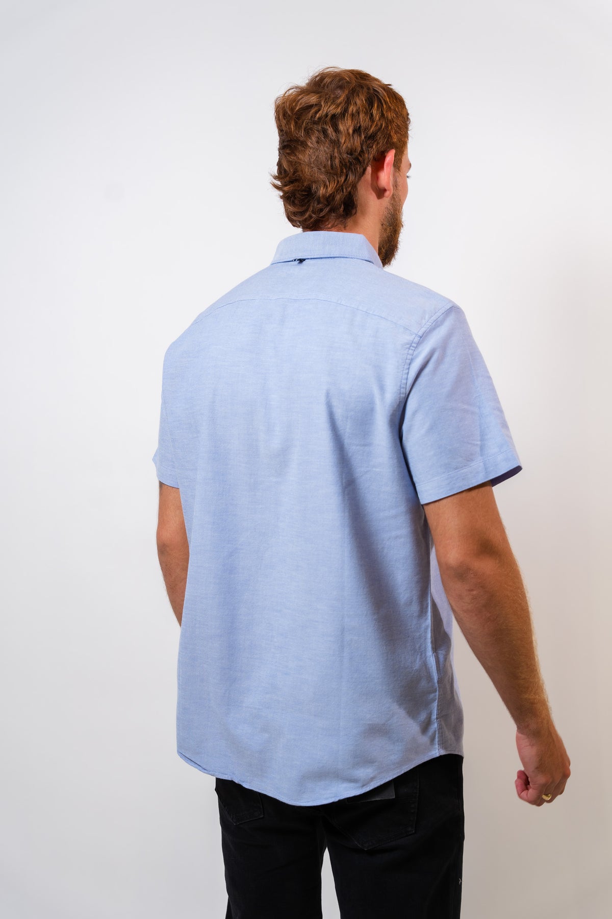Camisa Celeste Hombre Manga Corta Penguin