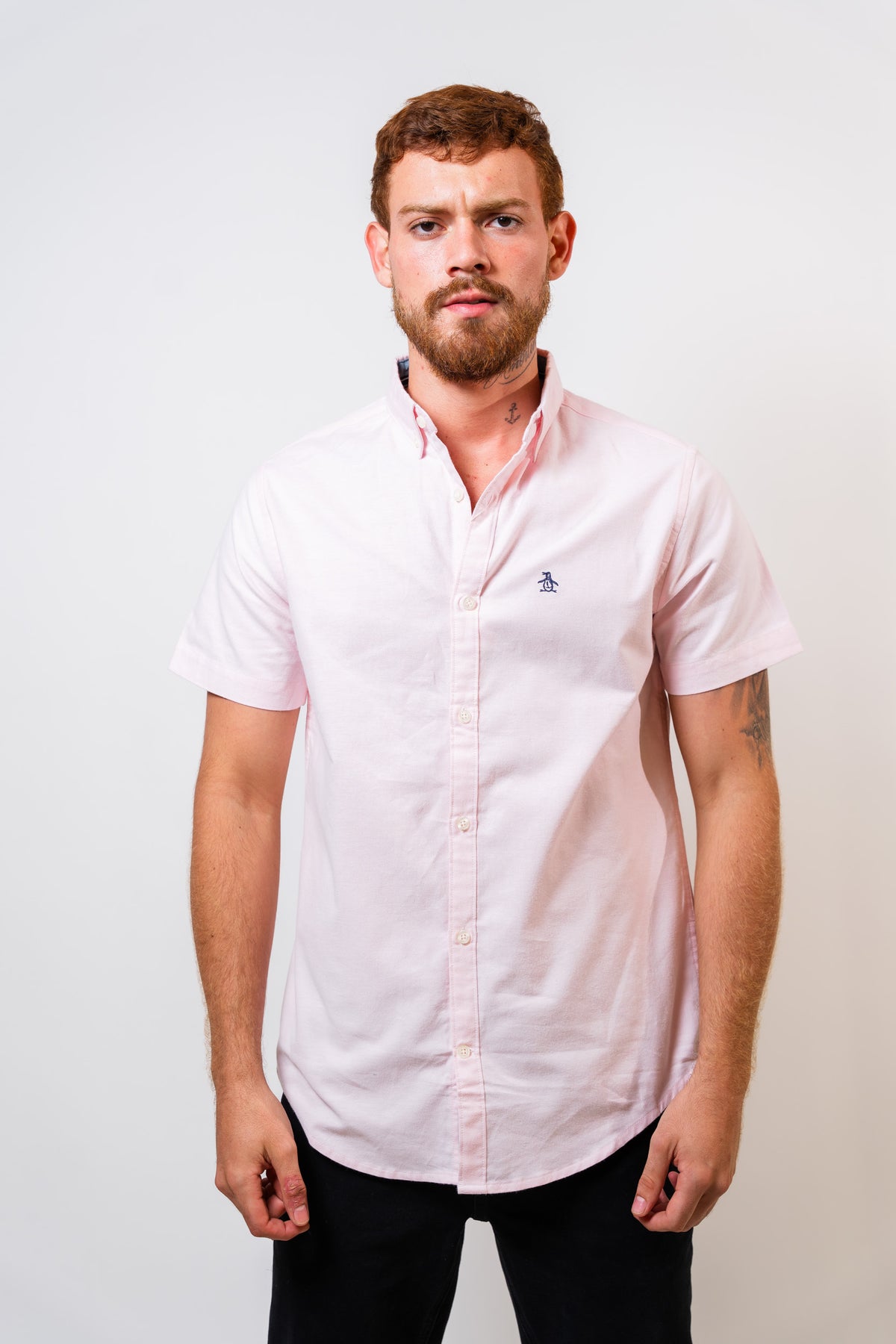 Camisa Rosada Hombre Manga Corta Penguin
