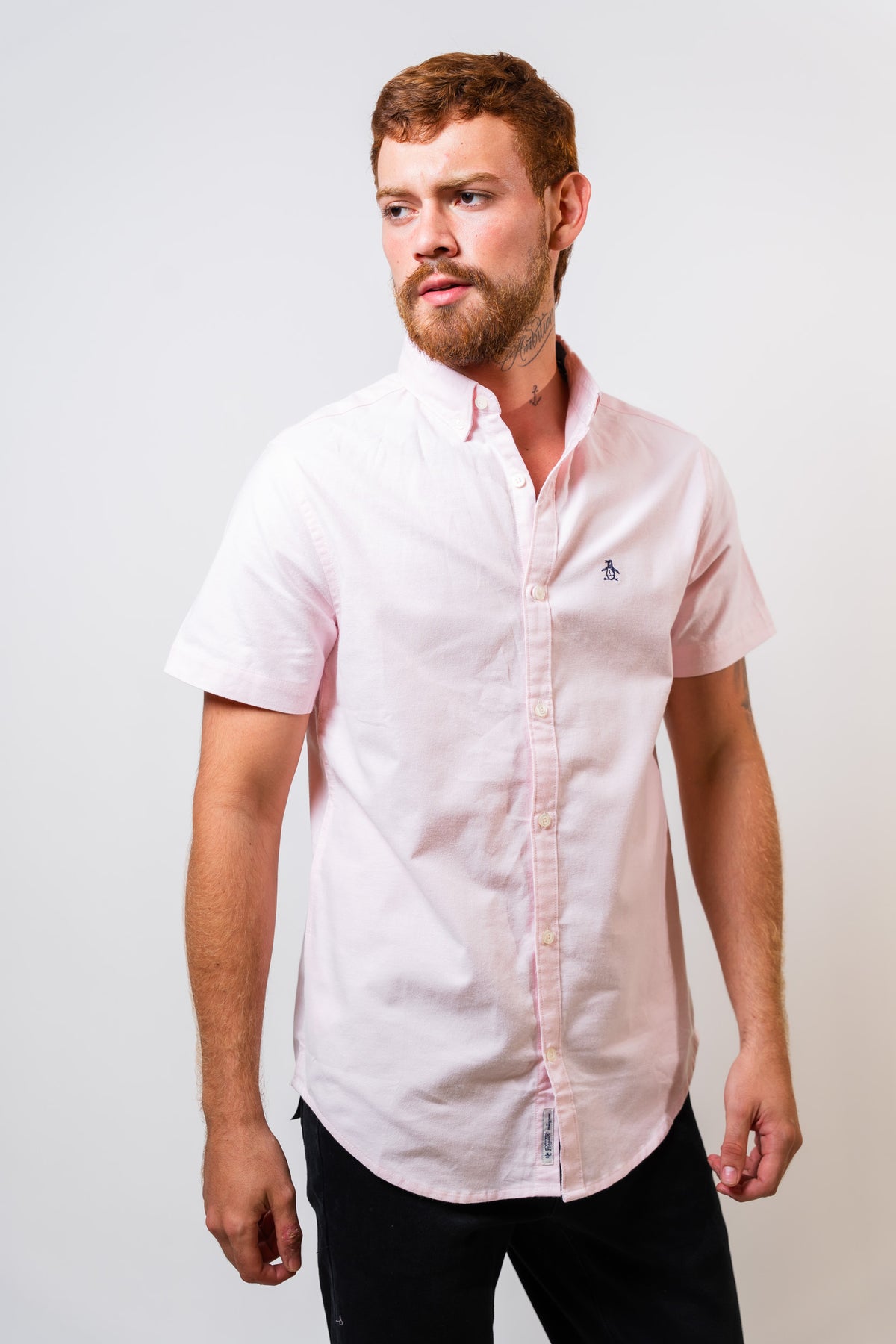 Camisa Rosada Hombre Manga Corta Penguin