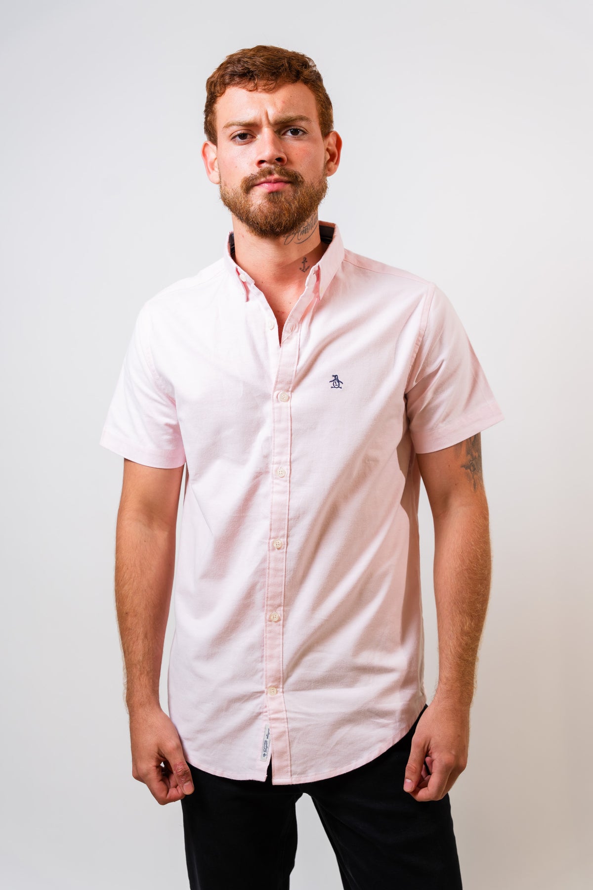 Camisa Rosada Hombre Manga Corta Penguin