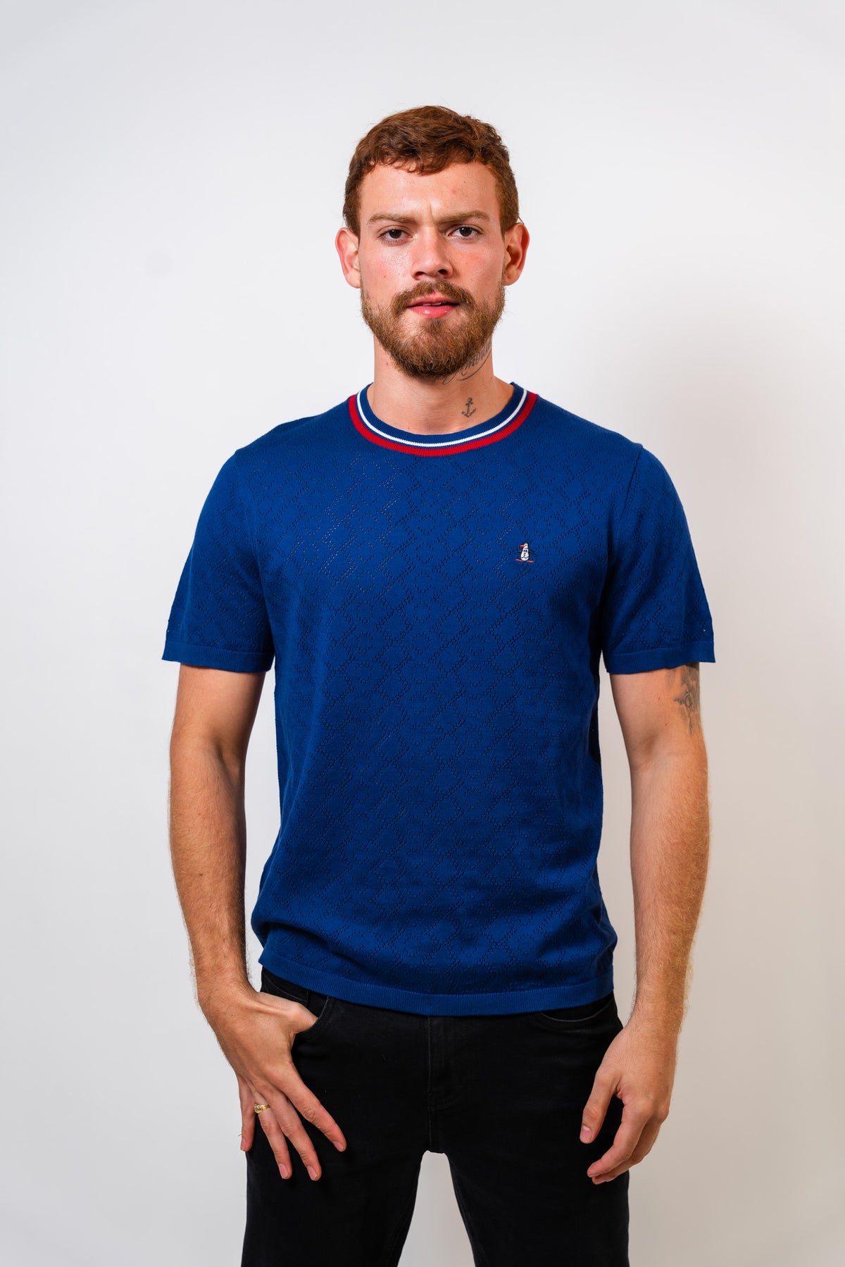 Camiseta Azul Con Diseño Hombre Penguin