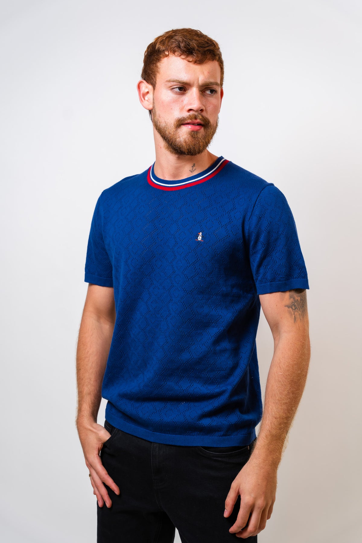 Camiseta Azul Con Diseño Hombre Penguin