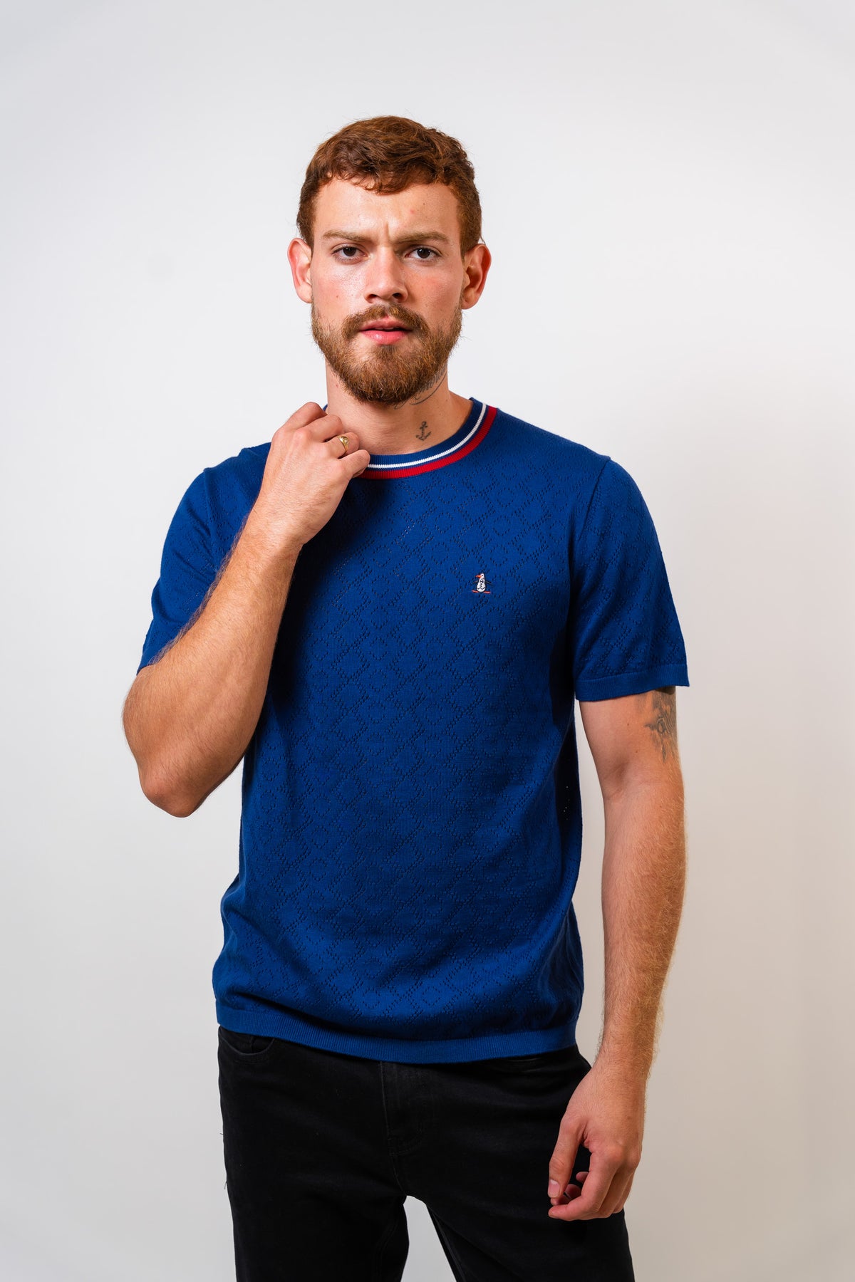 Camiseta Azul Con Diseño Hombre Penguin