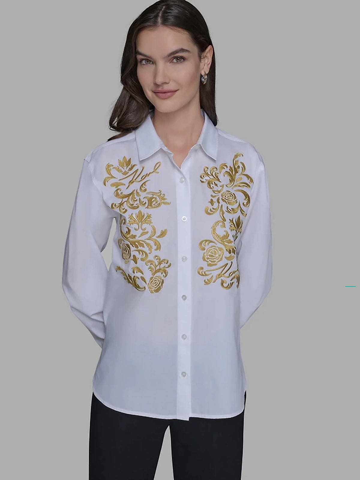Camisa Manga Larga Blanca Mujer Karl Lagerfeld